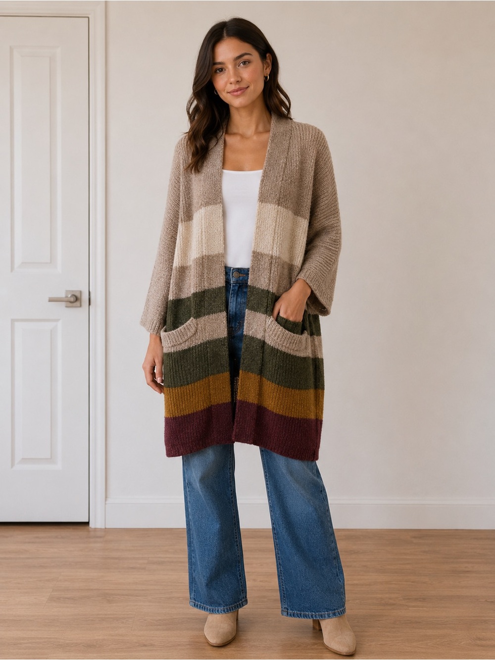 Altar'd State Earthy Tones Open Cardigan